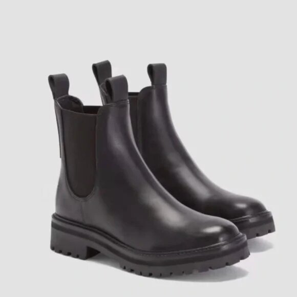 NEW Everlane Boots Womens Size 8 Black Leather Chelsea Lug Sole Ankle Pull On - Picture 14 of 14